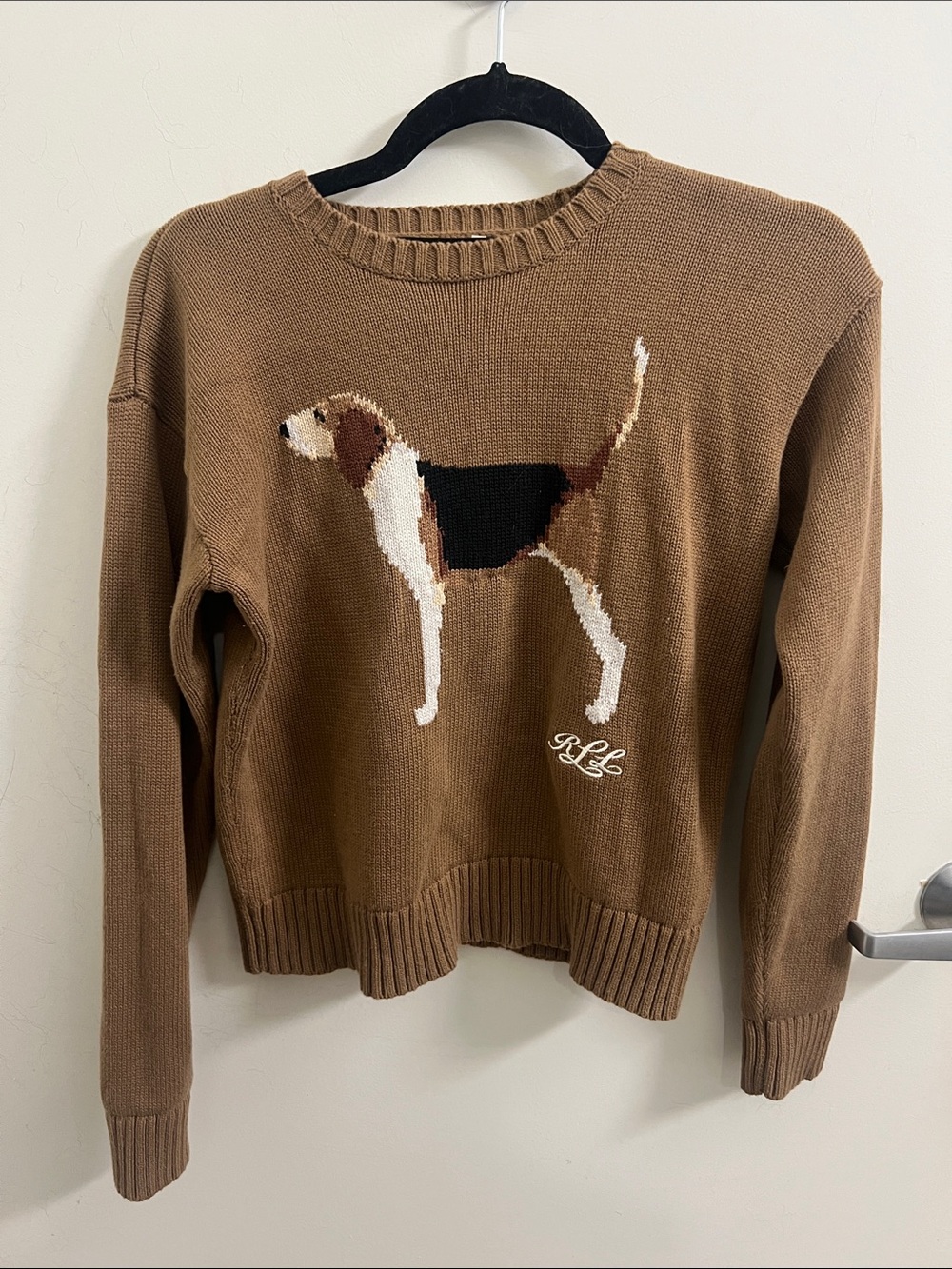Ralph Lauren Brown Dog Crewneck Sweater